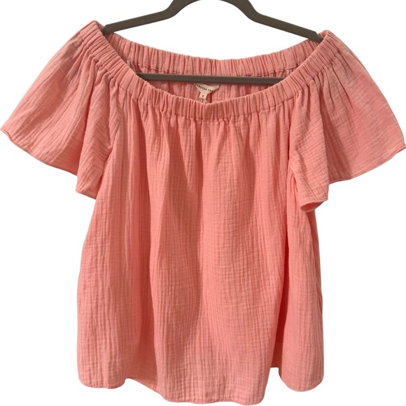 NWT Rebecca Taylor Peach Off the Shoulder Gauze Top Size 8 - Picture 4 of 11